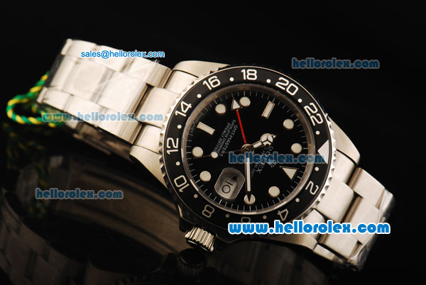 Rolex GMT-Master II Swiss ETA 2836 Automatic Movement Full Steel with Black Dial and Black Bezel - Click Image to Close
